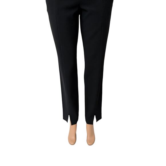St. John Caviar Black Crepe Marocain Front Slit Ankle Pants in Jennifer Fit - Picture 4 of 16